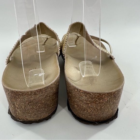 Nine West sandals size 11 gold Italian leather sequins Bollywood festival - Picture 4 of 11